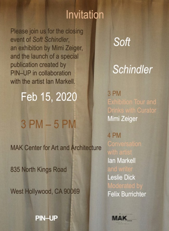 Thumbnail for INVITATION: “SOFT SCHINDLER” CATALOG LAUNCH AND TALK AT MAK CENTER WEST HOLLYWOOD FEBRUARY 15, 2020